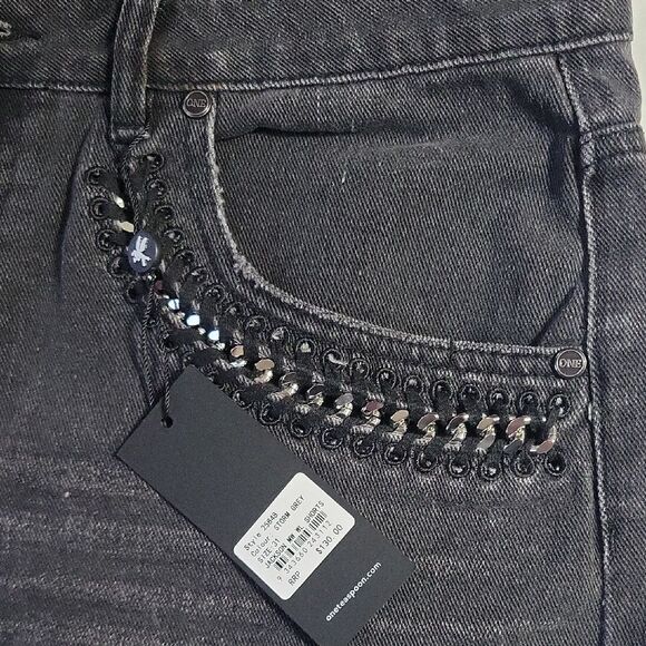 One Teaspoon Black Denim Shorts NWT - Picture 3 of 6